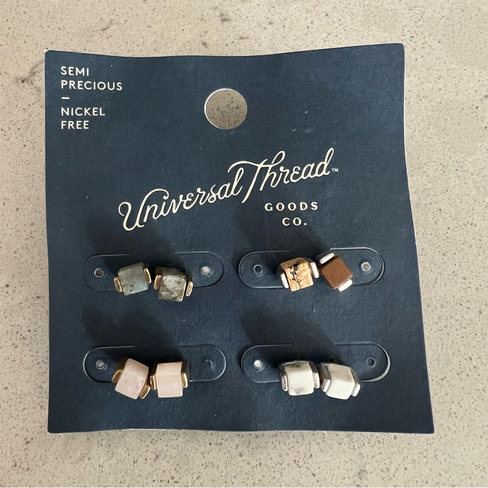 4 Pairs Stone - Gemstone Earrings